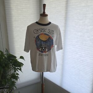 Cosmic Sun White Graphic T-Shirt